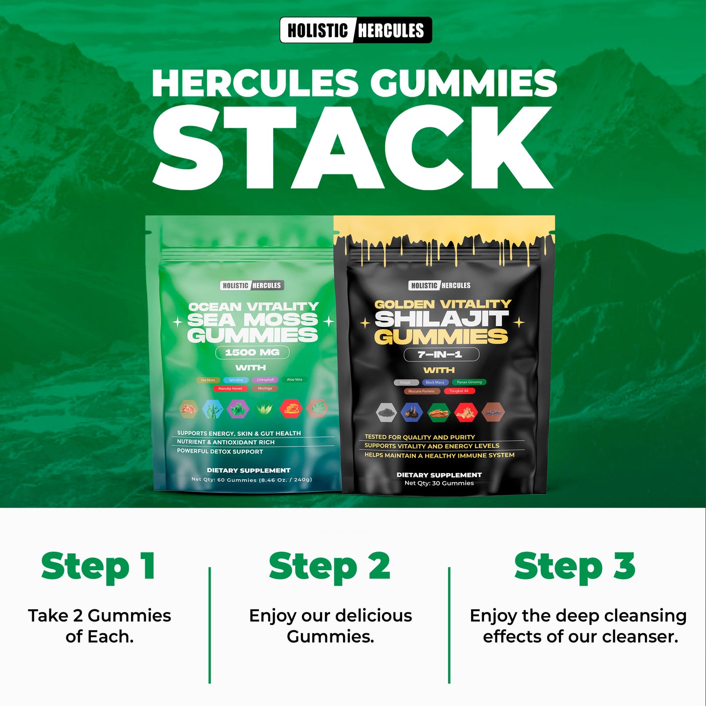 Hercules Shilajit & Sea Moss Gummies Bundle