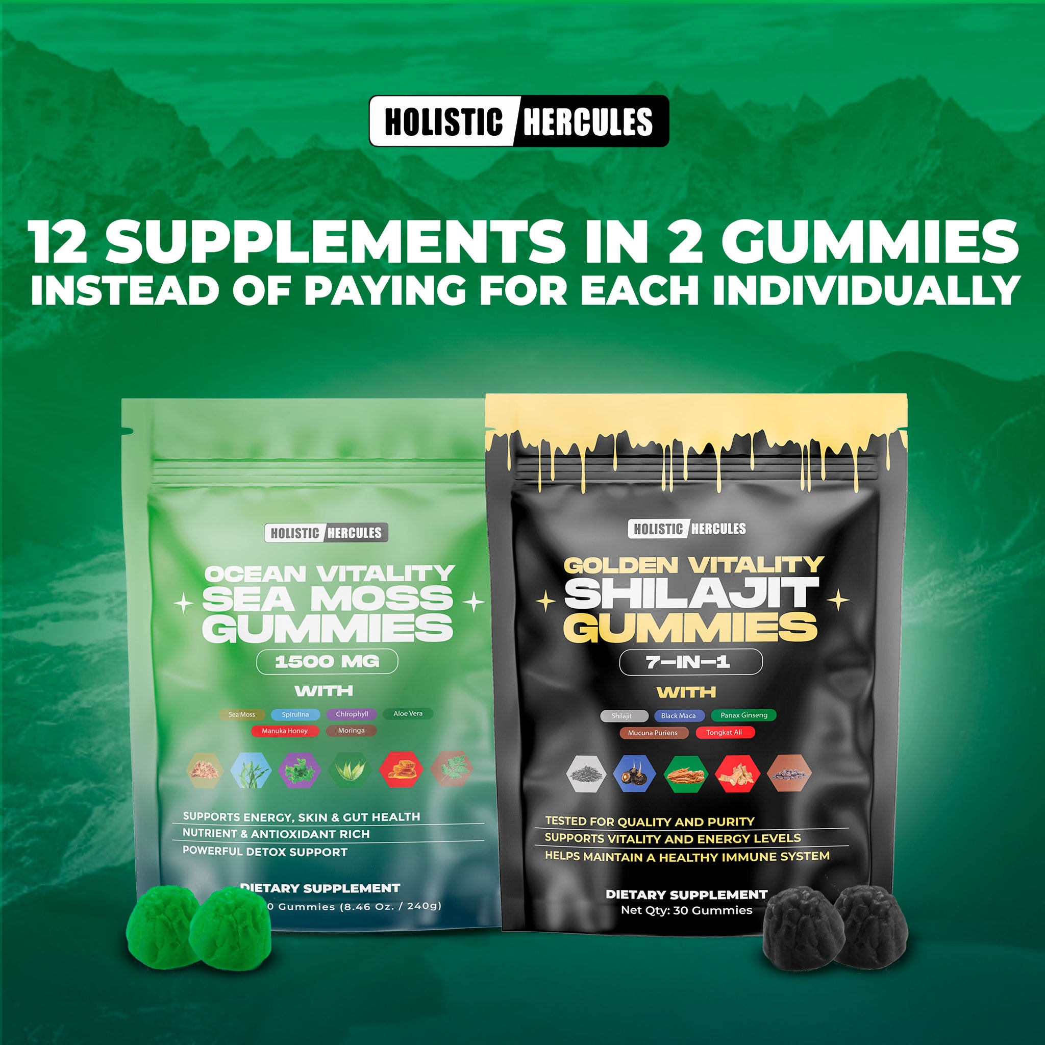 Hercules Shilajit & Sea Moss Gummies (90 Day Supply)