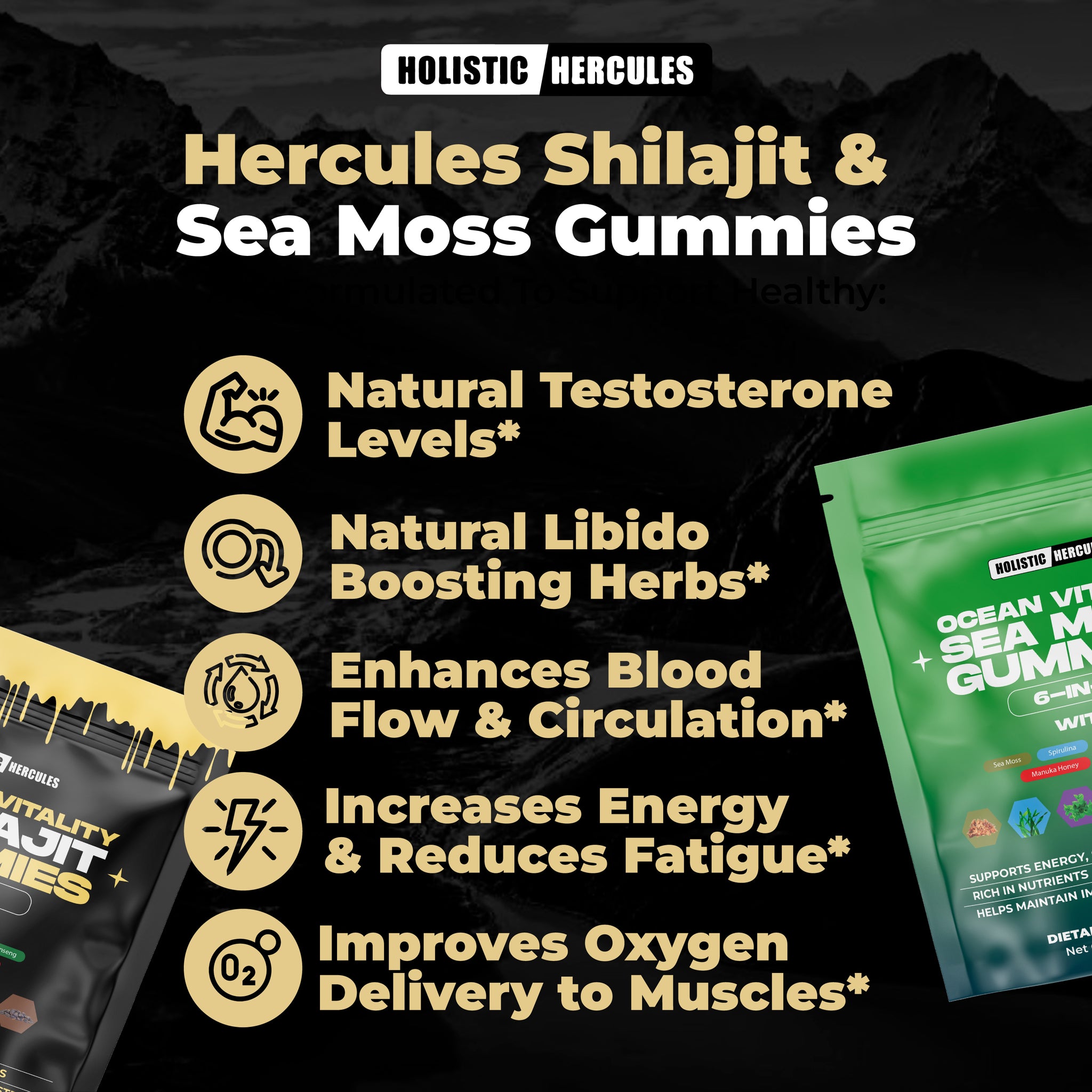 Hercules Shilajit & Sea Moss Gummies (90 Day Supply)