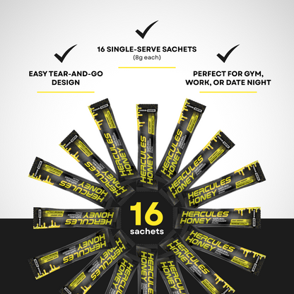 Hercules Natural Honey Sticks 6-in-1 Herbal Performance Blend (16 Count)