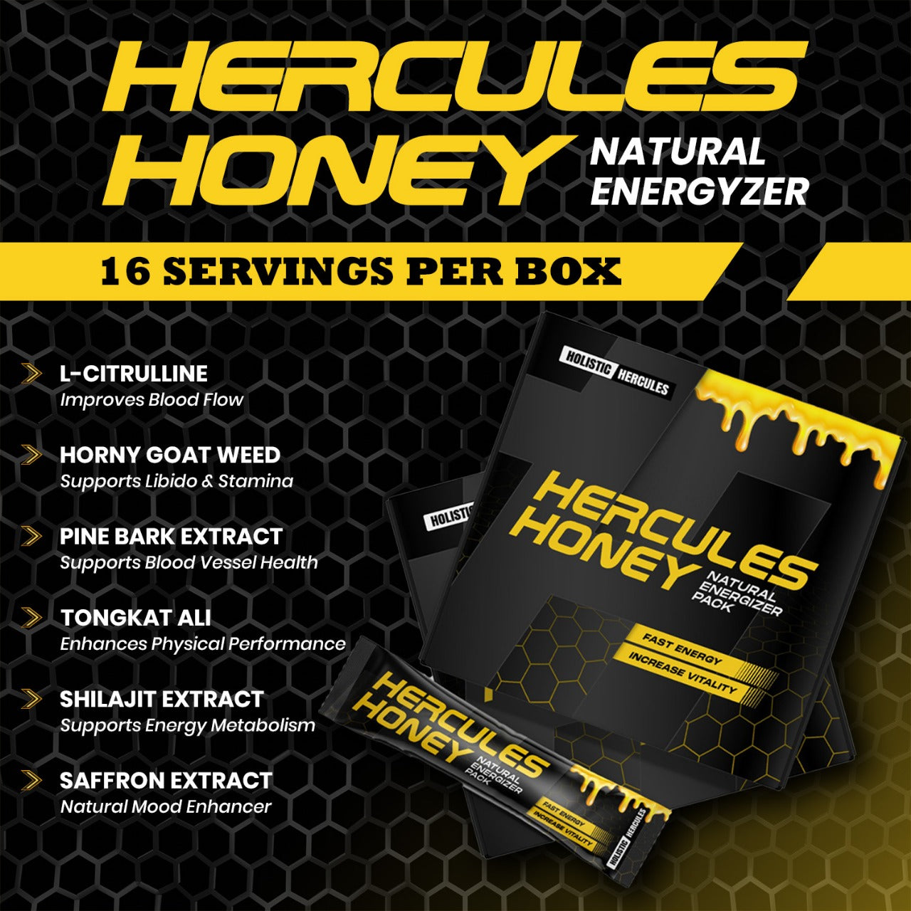 Hercules Honey Packs - 16 8G Packs Per Box